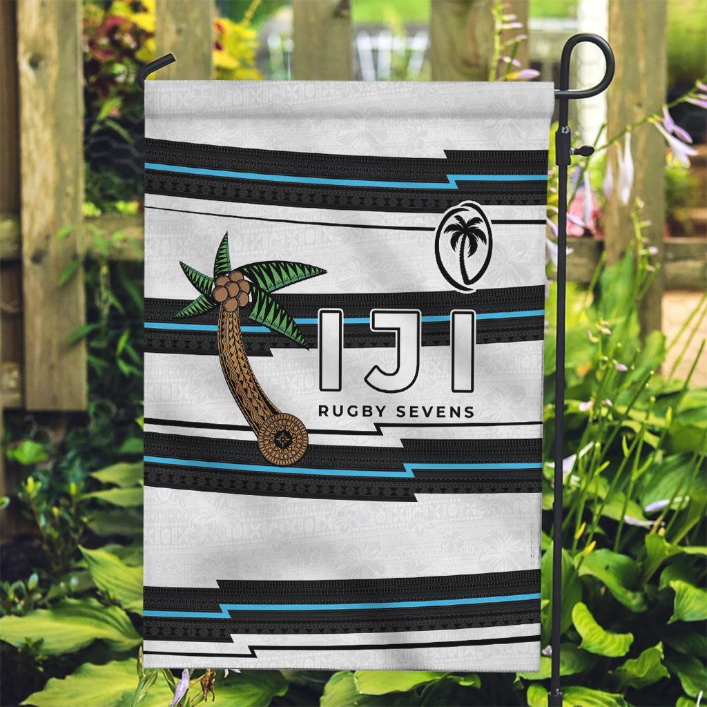 Fijian Rugby Sevens Garden Flag Masi Tapa Pattern Stripes Sporty Style LT03 Garden Flag White - Polynesian Pride