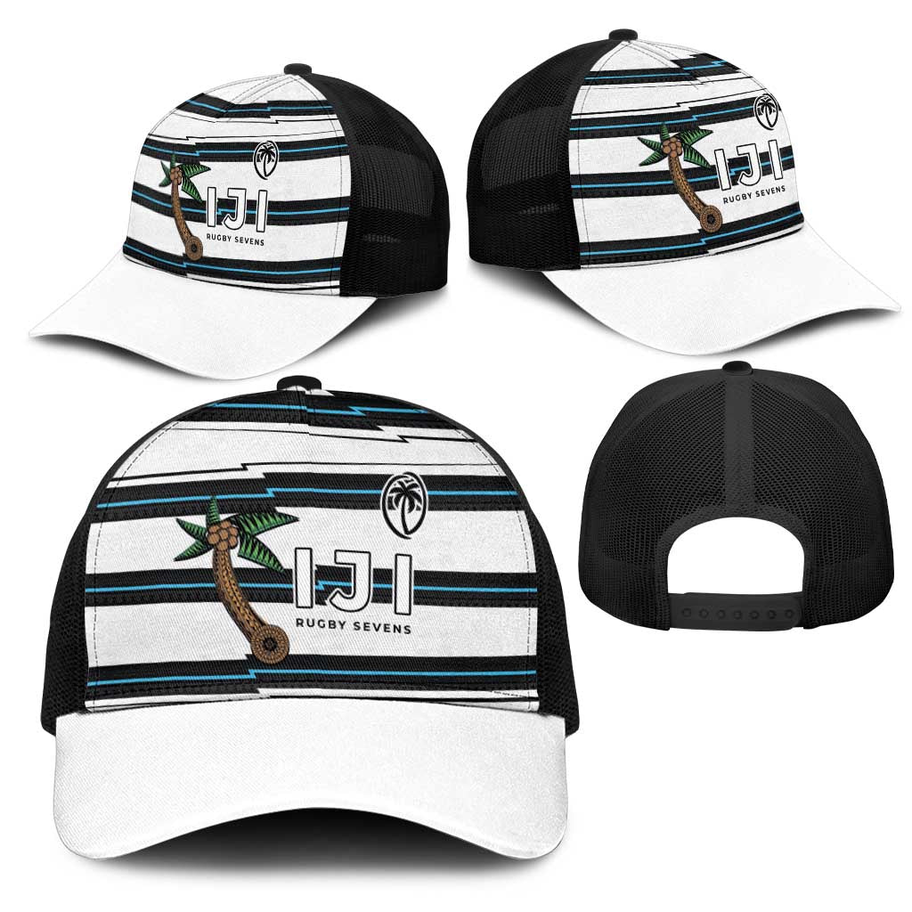 Fijian Rugby Sevens Mesh Trucker Cap Masi Tapa Pattern Stripes Sporty Style LT03 - Polynesian Pride