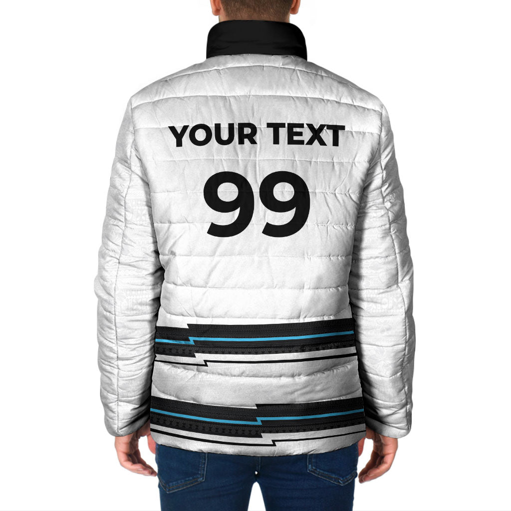 Custom Fijian Rugby Sevens Padded Jacket Masi Tapa Pattern Stripes Sporty Style LT03 - Polynesian Pride