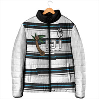 Custom Fijian Rugby Sevens Padded Jacket Masi Tapa Pattern Stripes Sporty Style LT03 - Polynesian Pride