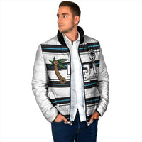 Custom Fijian Rugby Sevens Padded Jacket Masi Tapa Pattern Stripes Sporty Style LT03 - Polynesian Pride