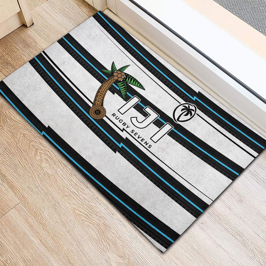 Fijian Rugby Sevens Rubber Doormat Masi Tapa Pattern Stripes Sporty Style LT03 - Polynesian Pride