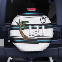 Fijian Rugby Sevens Spare Tire Cover Masi Tapa Pattern Stripes Sporty Style LT03 No hole White - Polynesian Pride