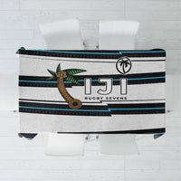 Fijian Rugby Sevens Tablecloth Masi Tapa Pattern Stripes Sporty Style LT03 White - Polynesian Pride