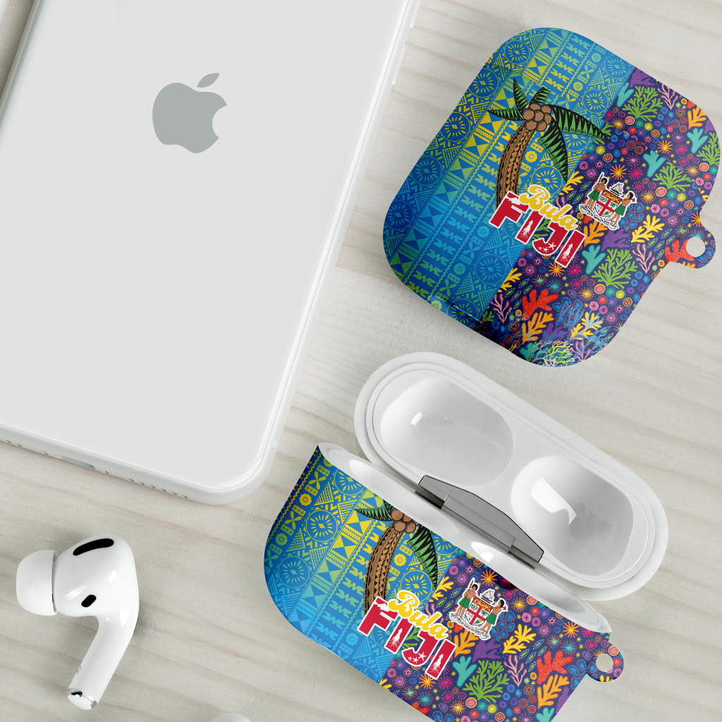 Fijian Coral Reef AirPods Case with Traditional Tapa Pattern Split Style LT03 - Polynesian Pride