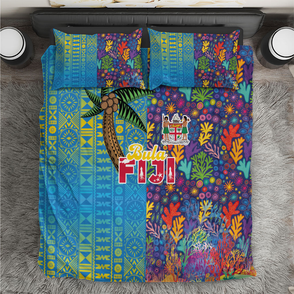 Fijian Coral Reef Bedding Set with Traditional Tapa Pattern Split Style LT03 Multicolor - Polynesian Pride