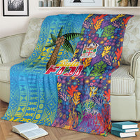 Fijian Coral Reef Blanket with Traditional Tapa Pattern Split Style LT03 - Polynesian Pride