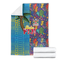 Fijian Coral Reef Blanket with Traditional Tapa Pattern Split Style LT03 - Polynesian Pride