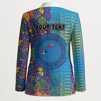 Personalised Fijian Coral Reef Blazer with Traditional Tapa Pattern Split Style LT03 - Polynesian Pride