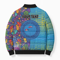 Personalised Fijian Coral Reef Bomber Puffer Jacket with Traditional Tapa Pattern Split Style LT03 - Polynesian Pride