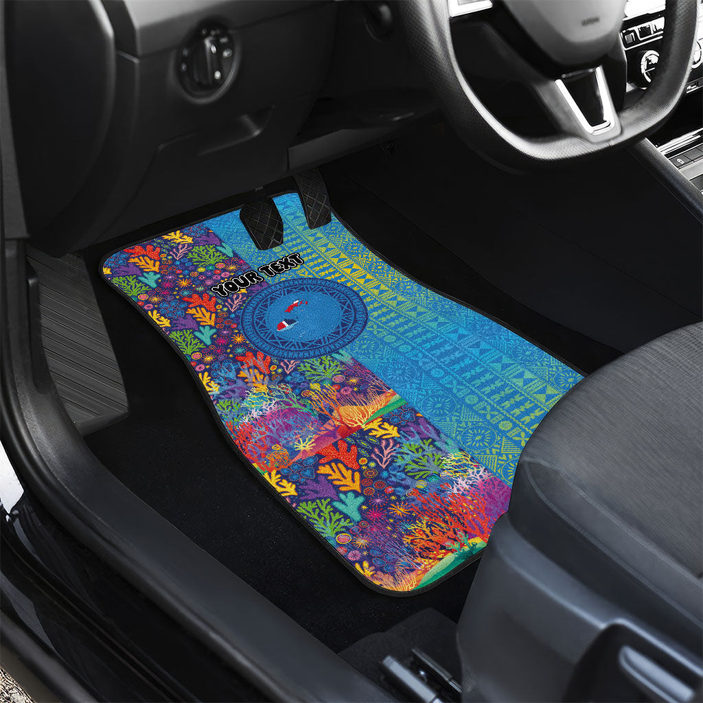 Personalised Fijian Coral Reef Car Mats with Traditional Tapa Pattern Split Style LT03 - Polynesian Pride