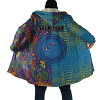 Personalised Fijian Coral Reef Cloak with Traditional Tapa Pattern Split Style LT03 - Polynesian Pride