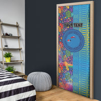 Personalised Fijian Coral Reef Door Cover with Traditional Tapa Pattern Split Style LT03 - Polynesian Pride