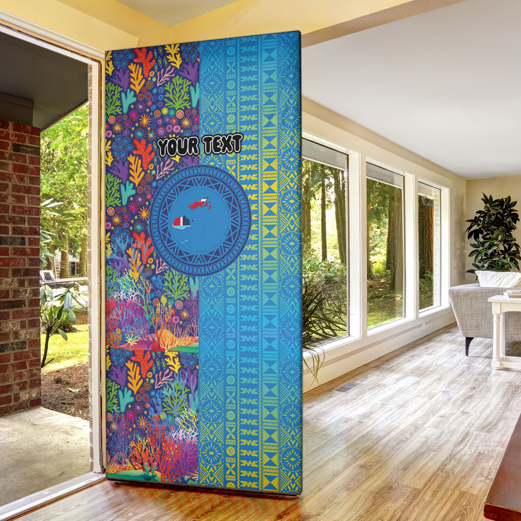 Personalised Fijian Coral Reef Door Cover with Traditional Tapa Pattern Split Style LT03 - Polynesian Pride