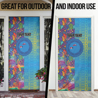 Personalised Fijian Coral Reef Door Cover with Traditional Tapa Pattern Split Style LT03 - Polynesian Pride