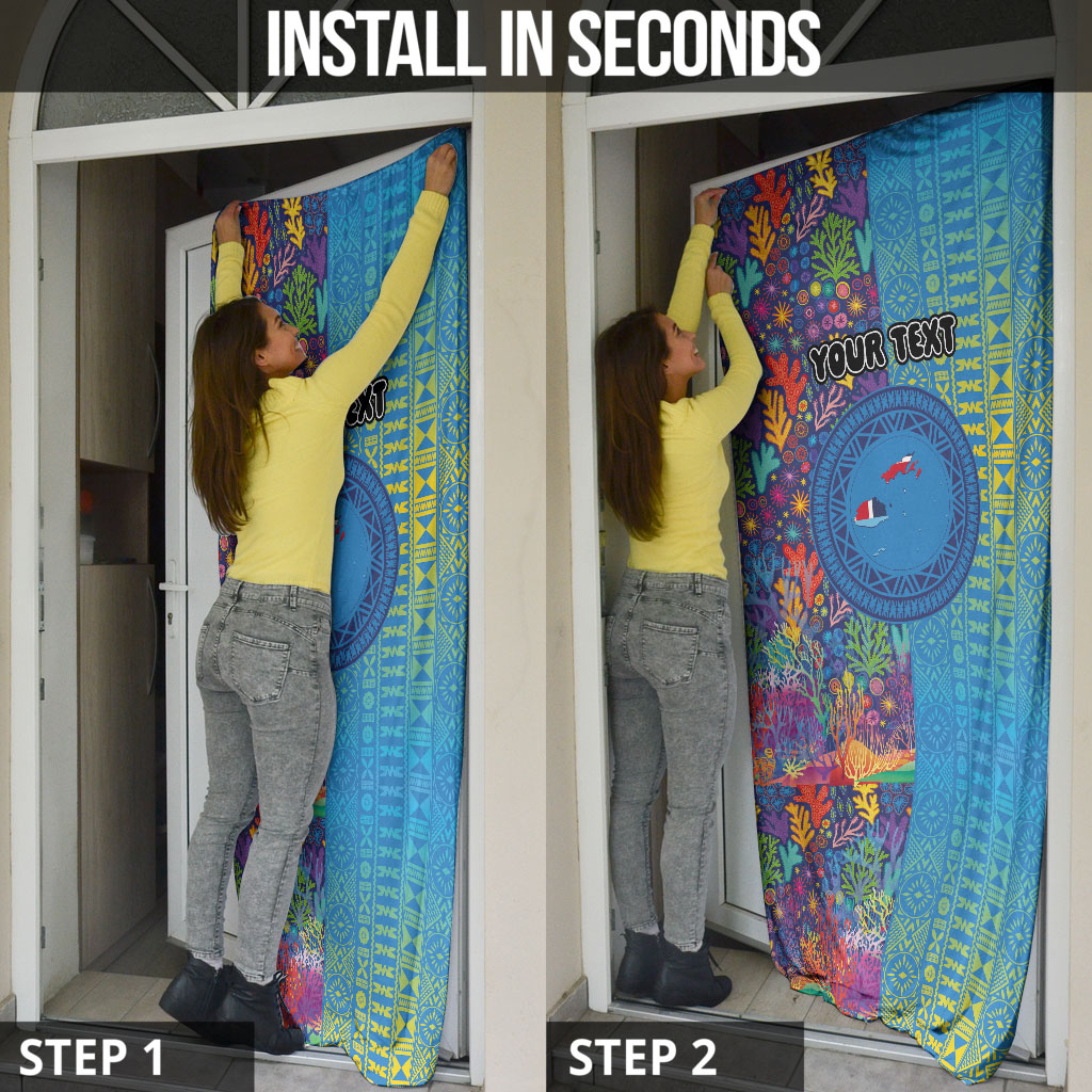 Personalised Fijian Coral Reef Door Cover with Traditional Tapa Pattern Split Style LT03 - Polynesian Pride