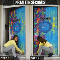 Personalised Fijian Coral Reef Door Cover with Traditional Tapa Pattern Split Style LT03 - Polynesian Pride
