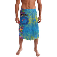 Personalised Fijian Coral Reef Lavalava with Traditional Tapa Pattern Split Style LT03 Multicolor - Polynesian Pride