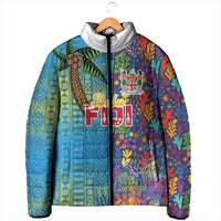 Personalised Fijian Coral Reef Padded Jacket with Traditional Tapa Pattern Split Style LT03 - Polynesian Pride