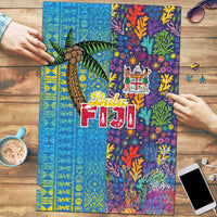 Fijian Coral Reef Puzzle with Traditional Tapa Pattern Split Style LT03 Multicolor - Polynesian Pride