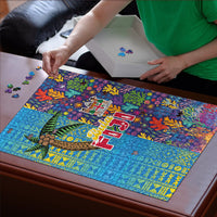 Fijian Coral Reef Puzzle with Traditional Tapa Pattern Split Style LT03 - Polynesian Pride