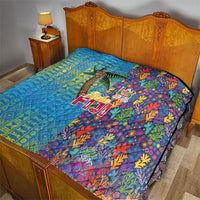 Fijian Coral Reef Quilt with Traditional Tapa Pattern Split Style LT03 - Polynesian Pride