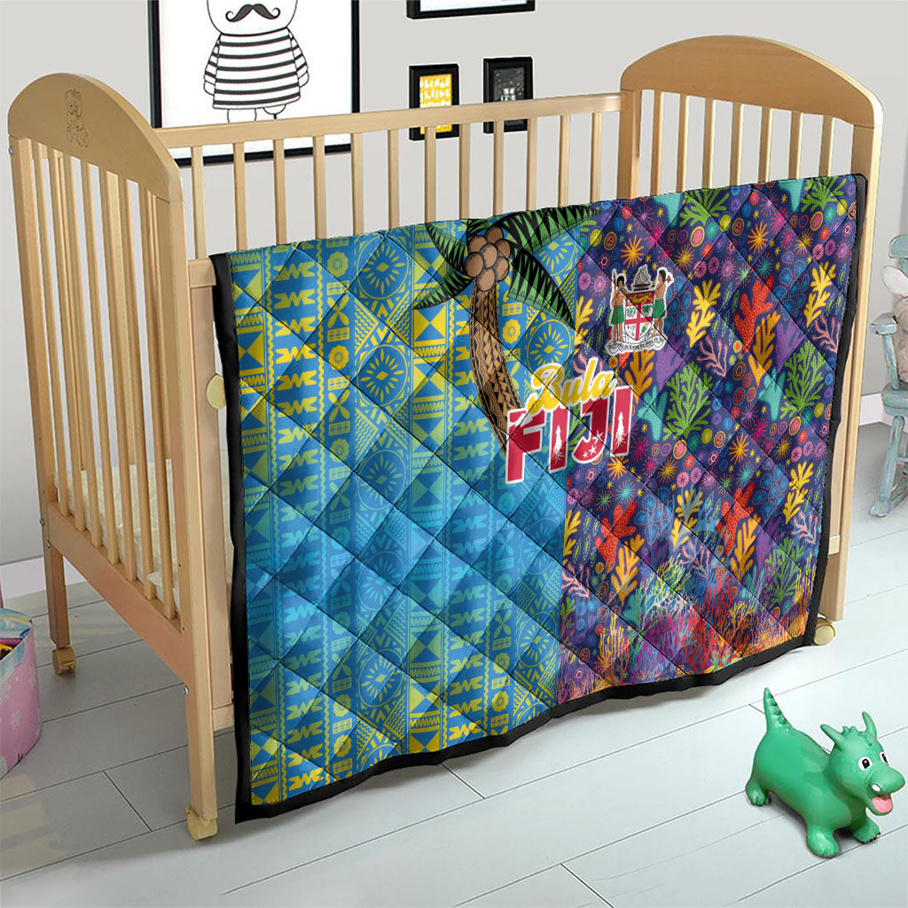 Fijian Coral Reef Quilt with Traditional Tapa Pattern Split Style LT03 - Polynesian Pride