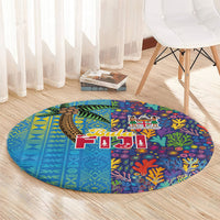 Fijian Coral Reef Round Carpet with Traditional Tapa Pattern Split Style LT03 - Polynesian Pride