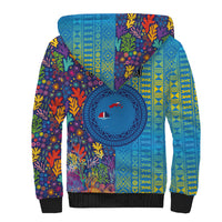 Personalised Fijian Coral Reef Sherpa Hoodie with Traditional Tapa Pattern Split Style LT03 - Polynesian Pride