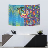Fijian Coral Reef Tapestry with Traditional Tapa Pattern Split Style LT03 - Polynesian Pride