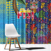 Fijian Coral Reef Window Curtain with Traditional Tapa Pattern Split Style LT03 - Polynesian Pride