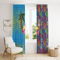 Fijian Coral Reef Window Curtain with Traditional Tapa Pattern Split Style LT03 - Polynesian Pride