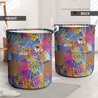 Fijian Rugby Laundry Basket Colorful Coral Reef Pre Match Design LT03 - Polynesian Pride