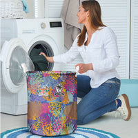 Fijian Rugby Laundry Basket Colorful Coral Reef Pre Match Design LT03 - Polynesian Pride