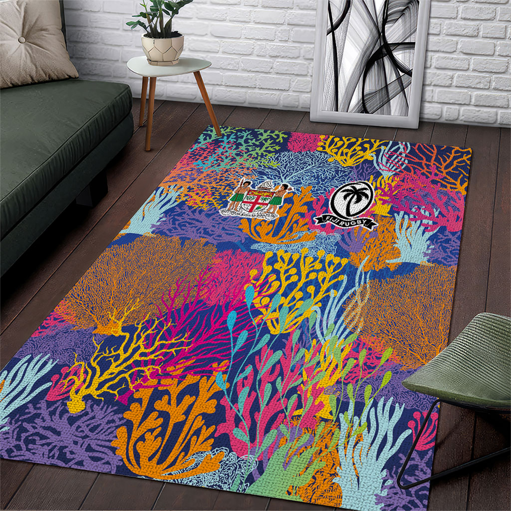 Fijian Rugby Area Rug Colorful Coral Reef Pre Match Design LT03 Multicolor - Polynesian Pride