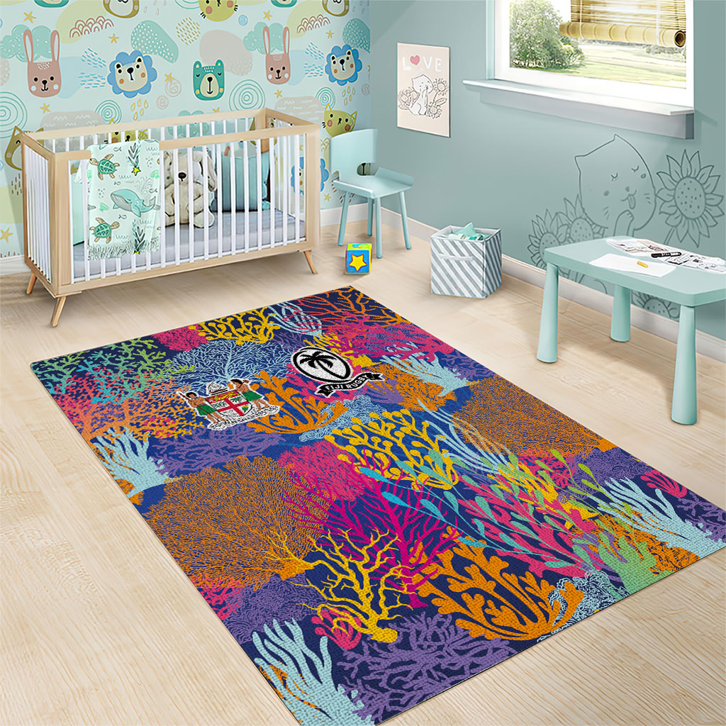 Fijian Rugby Area Rug Colorful Coral Reef Pre Match Design LT03 - Polynesian Pride