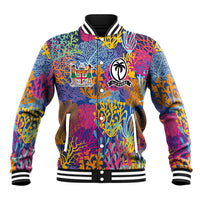 Custom Fijian Rugby Baseball Jacket Colorful Coral Reef Pre Match Design LT03 Unisex Multicolor - Polynesian Pride