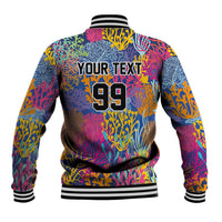 Custom Fijian Rugby Baseball Jacket Colorful Coral Reef Pre Match Design LT03 - Polynesian Pride