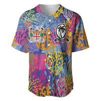 Custom Fijian Rugby Baseball Jersey Colorful Coral Reef Pre Match Design LT03 Multicolor - Polynesian Pride