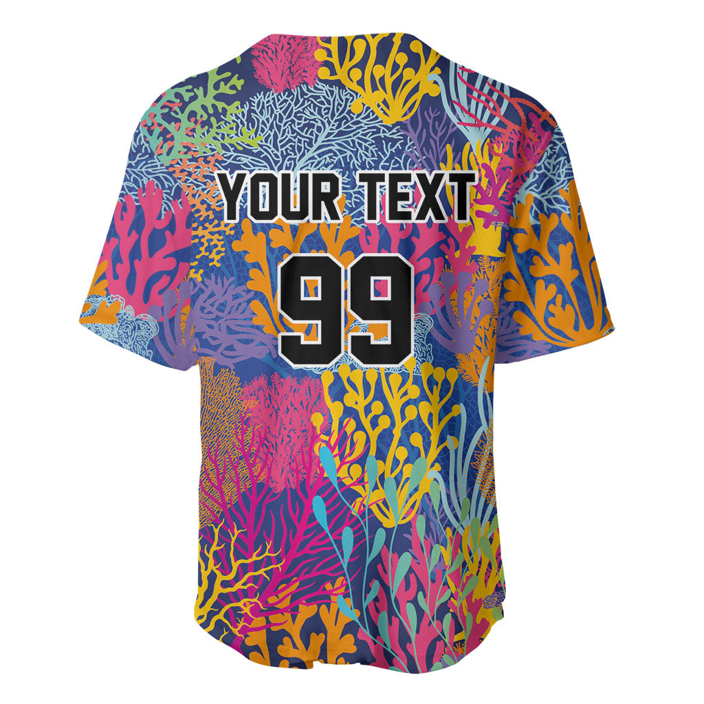 Custom Fijian Rugby Baseball Jersey Colorful Coral Reef Pre Match Design LT03 - Polynesian Pride