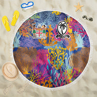 Fijian Rugby Beach Blanket Colorful Coral Reef Pre Match Design LT03 One Size 150cm Multicolor - Polynesian Pride