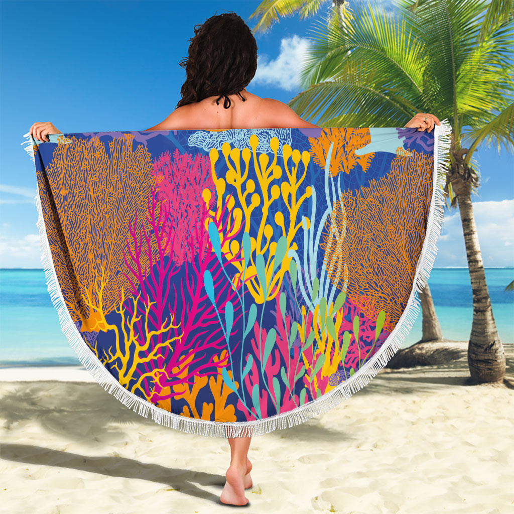Fijian Rugby Beach Blanket Colorful Coral Reef Pre Match Design LT03 - Polynesian Pride