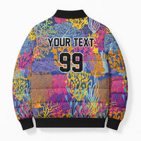 Custom Fijian Rugby Bomber Puffer Jacket Colorful Coral Reef Pre Match Design LT03 - Polynesian Pride