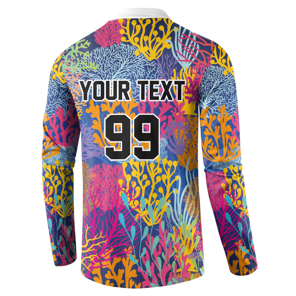 Custom Fijian Rugby Button Sweatshirt Colorful Coral Reef Pre Match Design LT03 - Polynesian Pride