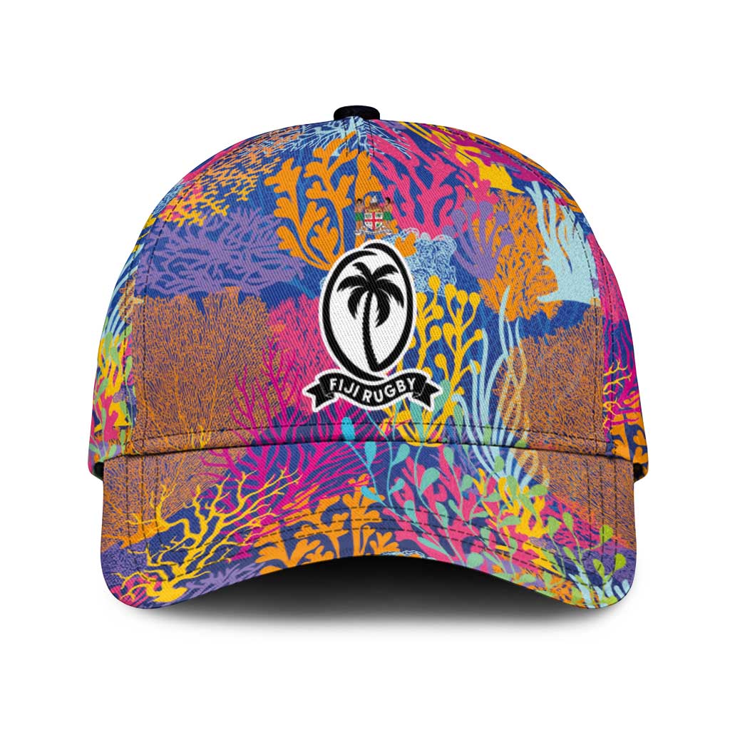 Fijian Rugby Classic Cap Colorful Coral Reef Pre Match Design LT03 Universal Fit Multicolor - Polynesian Pride