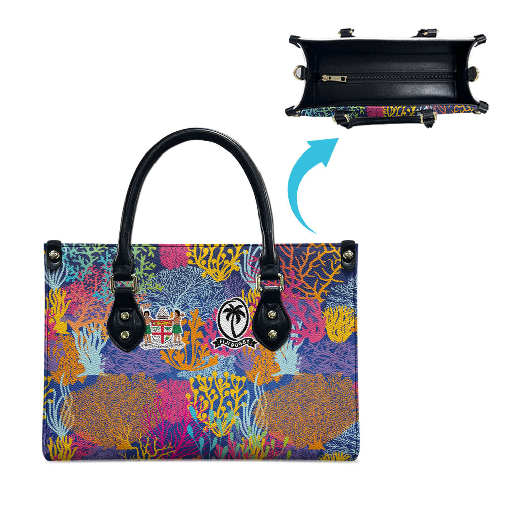 Fijian Rugby Leather Bag Colorful Coral Reef Pre Match Design LT03 - Polynesian Pride