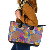 Fijian Rugby Leather Tote Bag Colorful Coral Reef Pre Match Design LT03 Multicolor - Polynesian Pride