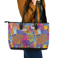 Fijian Rugby Leather Tote Bag Colorful Coral Reef Pre Match Design LT03 - Polynesian Pride