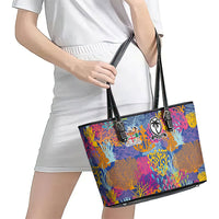 Fijian Rugby Leather Tote Bag Colorful Coral Reef Pre Match Design LT03 - Polynesian Pride
