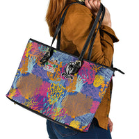 Fijian Rugby Leather Tote Bag Colorful Coral Reef Pre Match Design LT03 - Polynesian Pride